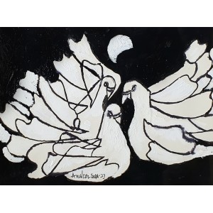 Anwar Maqsood, 12 x 16 Inch, Acrylic on Paper , Pigeon Painting, AC-AWM-065